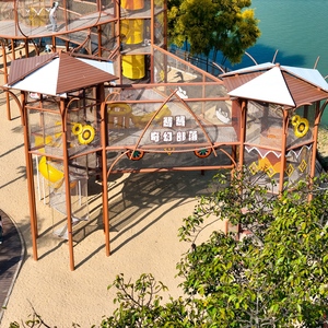 Structure de jeu en <span class=keywords><strong>corde</strong></span> suspendue Ropecube en polyester haute ténacité pour parcours d'aventure en arbre et trampoline extérieur - Product Image 2