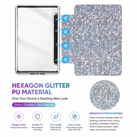 Casing Glitter Heksagonal Kustom untuk Kindle Paperwhite, Penutup Kain Kanvas Berkilau Warna-warni, Logo Personalisasi OEM Grosir