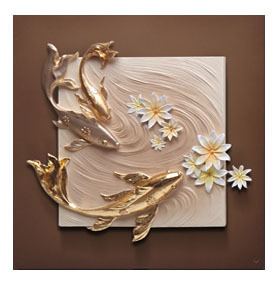 Relife Golden Fish Luxury Painting 3d Resin Painting 9 Fishes <strong>Factory</strong> <strong>Designer</strong> <strong>Art</strong> Nine Koi Fishes Painting - Product Image 4