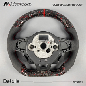 Volante de fibra de carbono forjado rojo LED personalizado para Volkswagen MK7 Golf R GTI Scirocco Jetta 2015-2019 con botón de arranque - Product Image 5