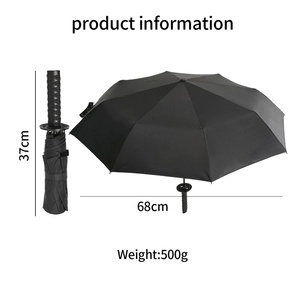 Chami Creative New Modern Three-Fold Black Sword Polyester 8-Rib Semi-Automatic Folding Travel Business Gifts Sunny <b>Umbrella</b> - Product Image 2