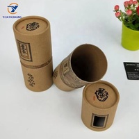 Boîte d'emballage cylindrique personnalisée en papier kraft écologique avec fenêtre transparente pour thé, café en grains, fruits, vin rouge