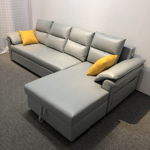 Conjunto de sofás en forma de <span class=keywords><strong>L</strong></span> de Diseño Europeo, muebles para el hogar, uso de apartamento, almacenamiento de cuero con cargador USB, sofá <span class=keywords><strong>cama</strong></span> plegable - Product Image 1