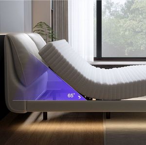 Cadre de lit électrique intelligent réglable en cuir luxueux et moderne |   Lit plateforme zéro gravité avec chargement USB |   Très résistant - Product Image 5