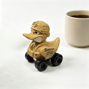 Statuetta di Anatra Militare in Resina, Divertente Anatra Soldato con Ruote Fuoristrada, Decorazione da Tavolo per Casa e Auto - Product Image 4