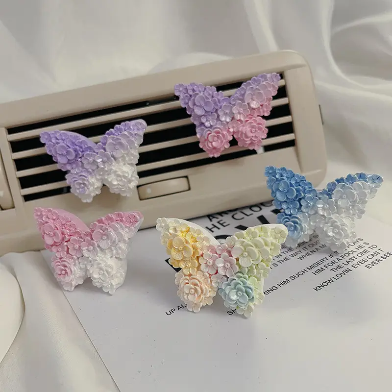 Toptan özel Logo alçı kelebek uçucu yağ aromaterapi genişleyen taş şık araba parfüm hava spreyi