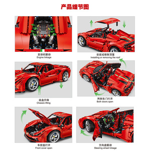 JD018 Tech Sports Car for F8 1:8 Scale Plastic Battery-Powered <b>Building</b> <b>Blocks</b> Puzzle Toy with 50 <b>Blocks</b> Boys Assembly Gift - Product Image 5