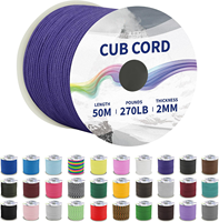 Cordon de parachute tactique micro-paracorde 2 mm 270 LB, durable, pour la survie, le camping, la fabrication de bracelets DIY, la pêche, les cordons de sécurité et les cordes de tente