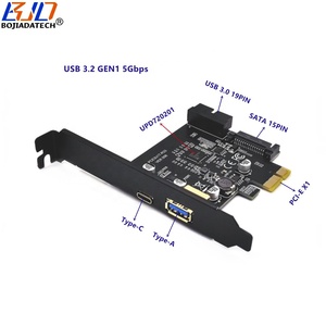 5Gbps USB <span class=keywords><strong>3.2</strong></span> Type-C & Type-A コネクタから PCI-E 1X 拡張ライザー カードへ、SATA 15ピン電源 + 19PIN ソケット付き - Product Image 1
