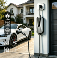 Cargador para Vehículos Eléctricos Putainen de 7.7kW 32A Tipo 1 Portátil 200-240V con Pantalla y Control WiFi para Carga en el Hogar