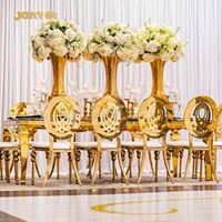 Chaises et tables de banquet de mariage en acier inoxydable royal en gros
