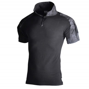 Mens Tactical Camouflage Short Sleeve <b>Shirts</b> with Zipper Breathable Knitted Fabric for Outdoor Use - Product Image 4