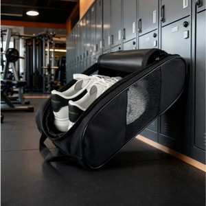 Sac à chaussures en tissu Oxford résistant à l'eau, maille respirante, rangement pour chaussures pour hommes et femmes, sport, gym, voyage, noir - Product Image 1