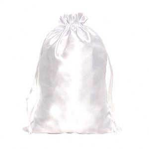 Pochette en satin noir personnalisée avec cordon de serrage pour extensions de cheveux et perruques, biodégradable avec logo personnalisé pour emballage cadeau - Product Image 6
