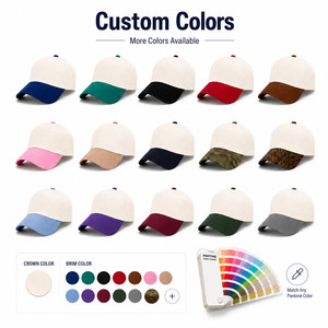 Custom Logo 6-Panel Baseball Cap Structured Fit Contrast Visor Premium Cotton Wholesale Adjustable <b>Sun</b> <b>Hat</b> Ivory Peach Pink - Product Image 3