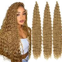 Extensions de cheveux synthétiques 30 pouces pour tresses profondes, bouclées afro, ondulations douces, style naturel, trame simple, pour tressage au crochet