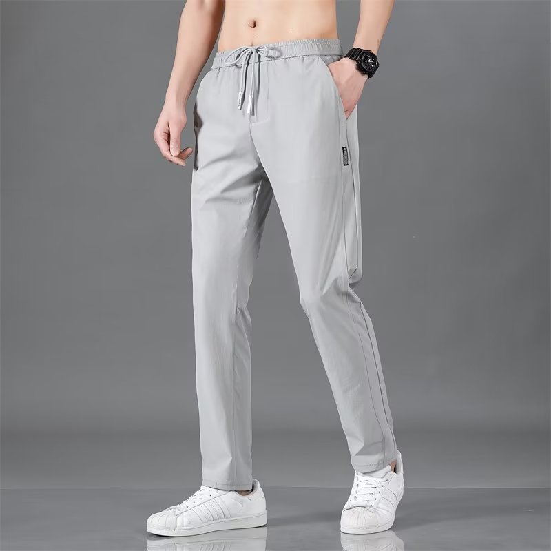 Summer casual ice silk pants men's Korean version large size fashion spot wholesale straight leg pants