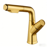 Robinet de lavabo extractible en laiton à levier unique, mitigeur chaud/froid, robinet de lavabo en céramique à poignée unique, robinet de lavabo pour salle de bain