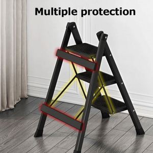 Hot Selling Modern Steel Portable Black Thickened Folding <b>Ladder</b> Multifunctional Storage Removable Household 3 Step 330lbs - Product Image 3