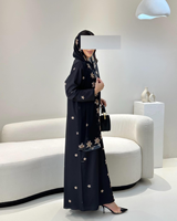 Ensemble Abaya élégant à imprimé floral pour femmes, robe musulmane de luxe Dubaï Kaftan, ensemble de 2 Abayas, robe kimono islamique modeste de Turquie