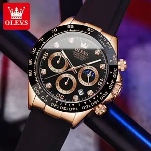 OLEVS 2875 Luxury Watches Men Silicone Strap Casual Watches Men Waterproof Quartz Watch Clock Men