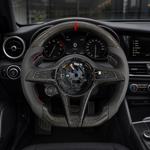 Volant modifié en fibre de carbone, cuir Alcantara avec indicateur LED pour Alfa Romeo Giulia Stelvio - Product Image 1