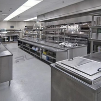 Comptoir de buffet en acier inoxydable commercial, station de restauration libre-service personnalisée avec présentoir pour hôtel, cafétéria, projet de restauration