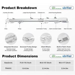 Sistema di Binari Motorizzati Elettrici Estensibili con Controllo Remoto, Binari Intelligenti Regolabili <span class=keywords><strong>per</strong></span> <span class=keywords><strong>Tende</strong></span> Automatiche - Product Image 2