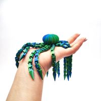 Vashine Pieuvre Articulée Imprimée en 3D, Très Flexible, Multi-Articulations, Décoration de Bureau Unique, PLA Soie Arc-en-ciel Écologique, Cadeau