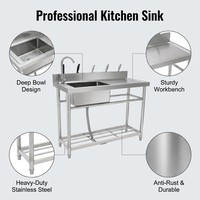 Fregadero Comercial Independiente de Tamaño Personalizado con un Solo Tazón, de Acero Inoxidable, para Cocina, Fabricación en Acero