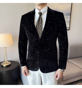 Vestes de <span class=keywords><strong>Costume</strong></span> en Velours Brillantes Décontractées Slim <span class=keywords><strong>Tendance</strong></span> pour <span class=keywords><strong>Homme</strong></span>, Blazer Simple Boutonnage Grandes Tailles - Product Image 5