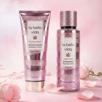 Ensemble de parfums, lotion pour le corps et spray parfumé, senteur rose, soin hydratant scintillant pour le corps, pour femmes