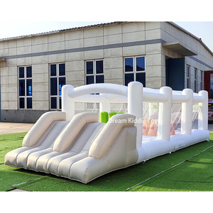Circuito de Obstáculos Inflable para Niños, Castillo Hinchable, Parque de Atracciones, Casa de Brinco Blanca, Circuito de Obstáculos Infantil con Tobogán para Fiestas - Product Image 3