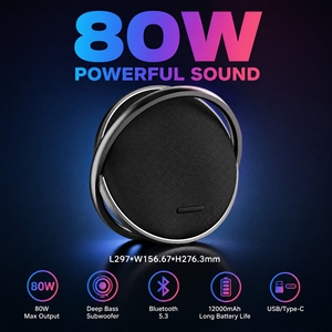Enceinte portable rotative 100W avec poignée métallique, basses profondes, batterie grande capacité 12000mAh, entrée AUX, pour extérieur - Product Image 2