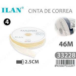 Nastro in tessuto beige da 2,5 cm x 46 m per cinghie Ilan Cinta De Correa - Product Image 3