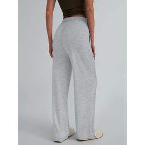 Moda 2025 otoño moda reina mujer cintura media pierna ancha pantalones de chándal cómodos holgados Flowy acanalado pijama pantalones trajes para salón - Product Image 3