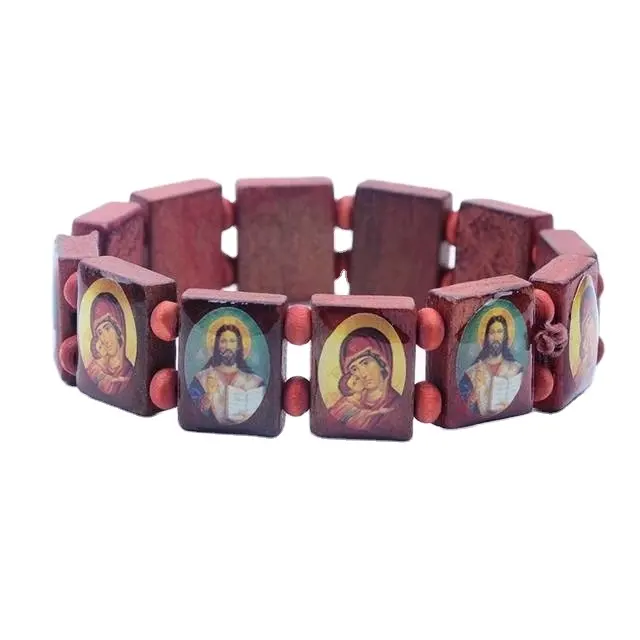 Bracelet élastique Saint orthopédique, fait sur mesure, noir, marron, couleur maroon