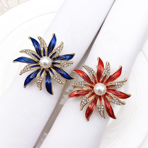Portatovagliolo di lusso con strass portatovagliolo <span class=keywords><strong>fiore</strong></span> anello - Product Image 1