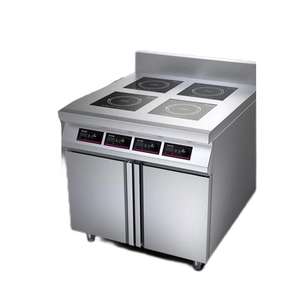 Cocina comercial Wok de inducción de 4 quemadores con gabinete para hoteles con componentes esenciales - Product Image 1