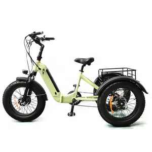 Joyebikes 3-wiel Elektrische Fiets 20 "Fat Tire E Trike Elektrische Driewieler Voor Volwassenen Met Achtermand