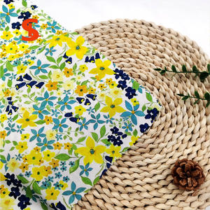 ผ้าฝ้ายลิเบอร์ตี้ออร์แกนิค คอมบ์ด วูเวน ป๊อปลิน พิมพ์ลายดอกไม้เล็กสีฟ้าเหลือง ผ้าเรียบ สำหรับชุดเดรสผู้หญิงและเด็ก สวมใส่สบายๆ - Product Image 3