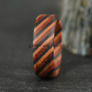 ジェントデス ジュエリー カスタマイズ可能なジュエリー 8mm 天然木リング 鉄木リング、レッドサンダルウッドリング、アフリカンブラックウッドリング メンズ向け - Product Image 2