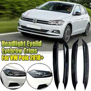 2 piezas/lote Cubiertas Decorativas para Faros Delanteros de Coche, Adhesivos para Cejas de Faros, para VW Polo 2018 2019+, Estilo Carbono/Negro Brillante - Product Image 1