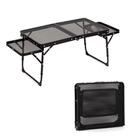 Table pliante avec porte-serviettes en papier et poubelle pour barbecue portable, pique-nique, extérieur, petite table pliante à deux hauteurs