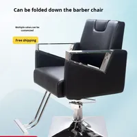Chaise de barbier en métal au design moderne, siège de salon, chaise de coiffure, inclinable, réglable, rotative, mobilier de salon commercial, rasage du visage