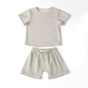 Algodão Kid Boy Outfit Set 2pcs Casual Padrão Sólido Verão Shorts de Manga Curta New Baby Conjuntos de Roupas INS Estilo