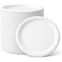 Assiettes de fête jetables blanches en bagasse 100% compostables biodégradables robustes en fibre de canne à sucre pour mariage et barbecue