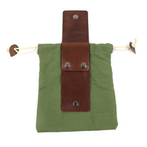 Pochette de cueillette en toile avec boucle de ceinture en cuir, fermeture à cordon, pliable, portable, multicolore, pour la cueillette des baies, outil de camping - Product Image 4