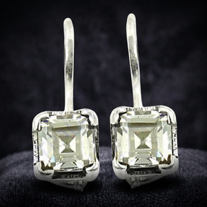 Boucles d'oreilles pendantes classiques Art Palace en zircon naturel taille Asscher, plaqué argent, argent tibétain, bijoux de mariage pour femme, tendance - Product Image 2