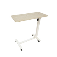 Table de lit mobile de luxe réglable avec plateau en bois et roulettes pour ordinateur portable, idéale pour la maison et l'hôpital